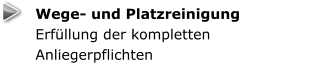 Wege- und Platzreinigung Erfüllung der kompletten Anliegerpflichten